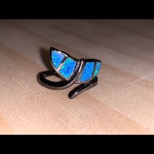 Black metal whale ring